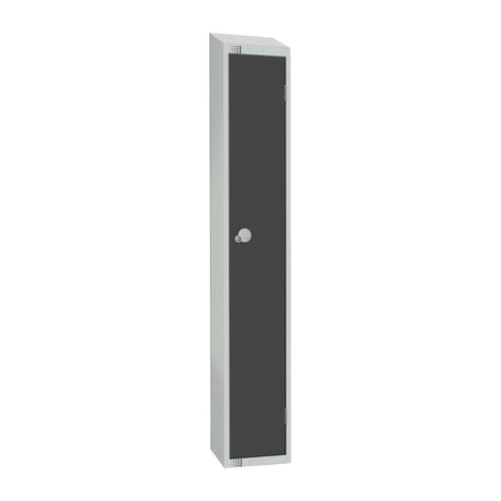 Elite Single Door Padlock Locker Graphite Grey with Sloping Top - GR677-PS Steel Lockers 300mm Deep Elite Lockers   