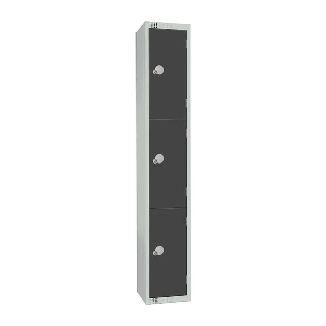 Elite Three Door Camlock Locker Graphite Grey - GR679-C Steel Lockers 300mm Deep Elite Lockers   