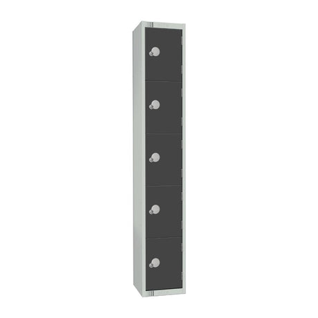 Elite Five Door Camlock Locker Graphite Grey - GR681-C Steel Lockers 300mm Deep Elite Lockers   