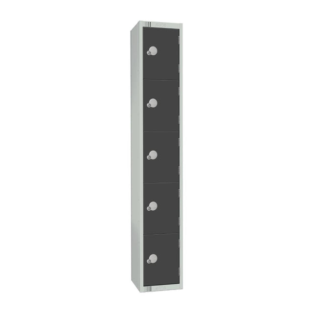 Elite Five Door Camlock Locker Graphite Grey - GR681-C Steel Lockers 300mm Deep Elite Lockers   