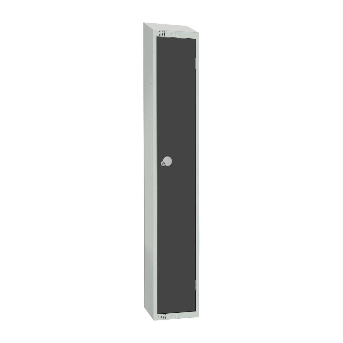 Elite Single Door Camlock Locker Graphite Grey with Sloping Top - GR691-CS Steel Lockers 450mm Deep Elite Lockers   