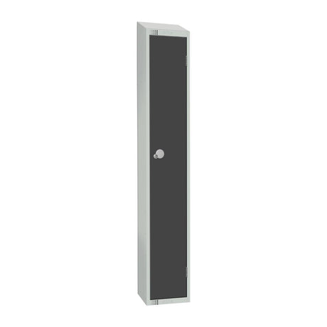 Elite Single Door Padlock Locker Graphite Grey with Sloping Top - GR691-PS Steel Lockers 450mm Deep Elite Lockers   