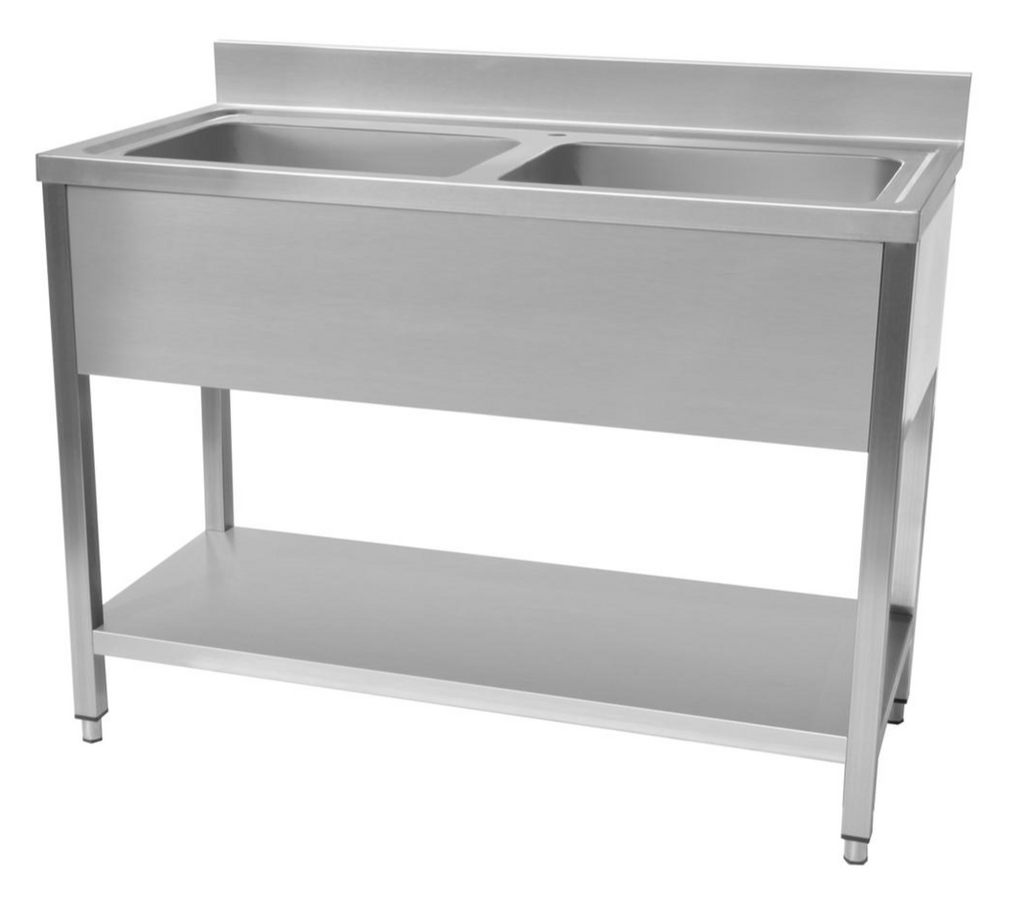 Hamoki Stainless Steel Double Bowl Midi Pot Wash Sink 1200mm Wide - 231049 Pot Wash Sinks Hamoki   