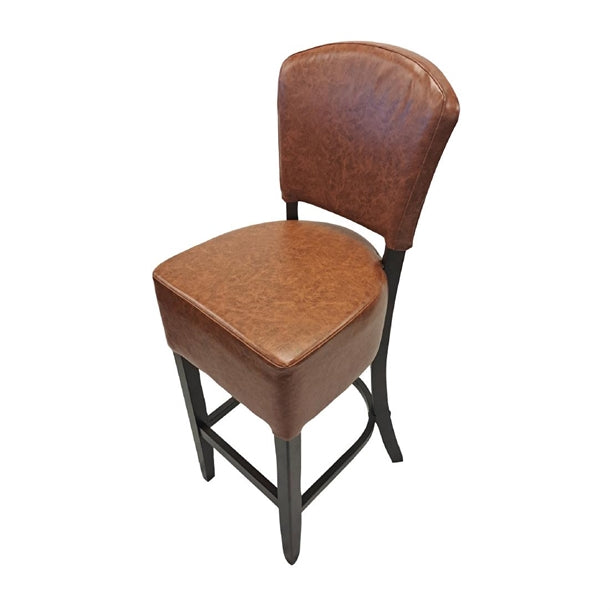 Hanoi Bar Chair in Dark Walnut with Bison Tan Vinyl - HP774 All Stools Everyday   