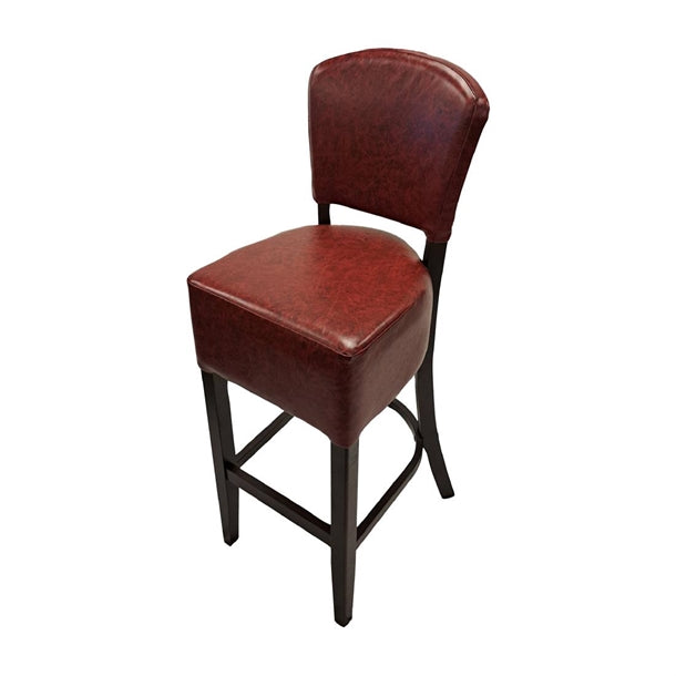 Hanoi Bar Chair in Dark Walnut with Bison Bordeaux Vinyl - HP777 All Stools Everyday   