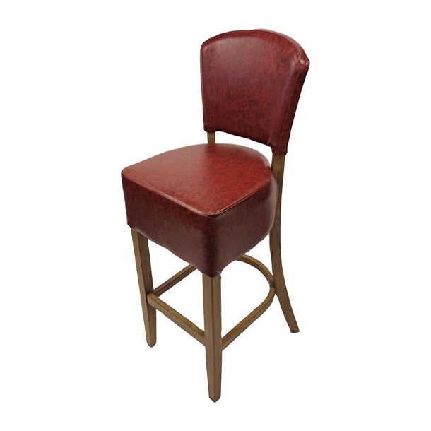 Hanoi Bar Chair in Weathered Oak with Bison Bordeaux Vinyl - HP784 All Stools Everyday   