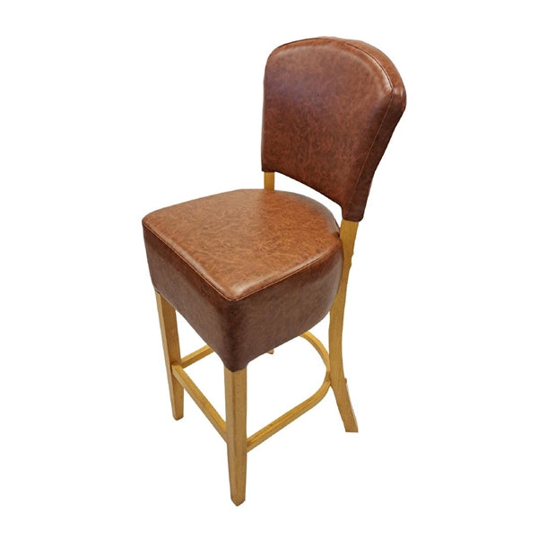 Hanoi Bar Chair in Soft Oak with Bison Tan Vinyl - HP788 All Stools Everyday   