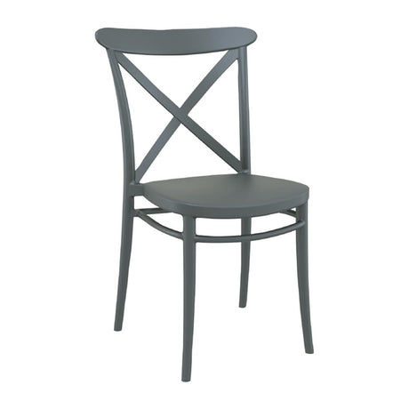 Cross Side Chair Dark Grey (Pack of 2) - HS601 Plastic Chairs Everyday   