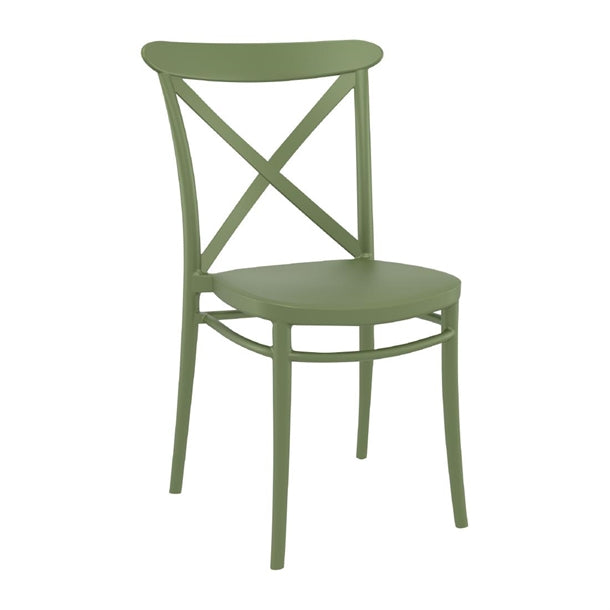 Cross Side Chair Olive Green (Pack of 2) - HS602 Plastic Chairs Everyday   