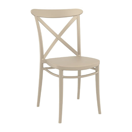 Cross Side Chair Taupe (Pack of 2) - HS603 Plastic Chairs Everyday   