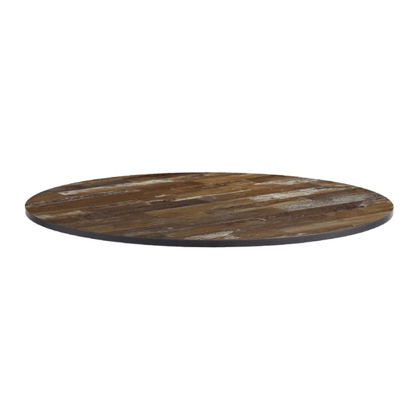 Extrema Round Planked Vintage Wood Table Top 600mm - HS694 Wood Effect Table Tops Everyday   