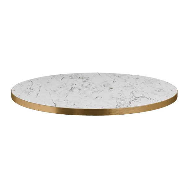 Omega Round Laminate Table Top White Carrara Marble 600mm - HS760 Stone Effect Table Tops Everyday   