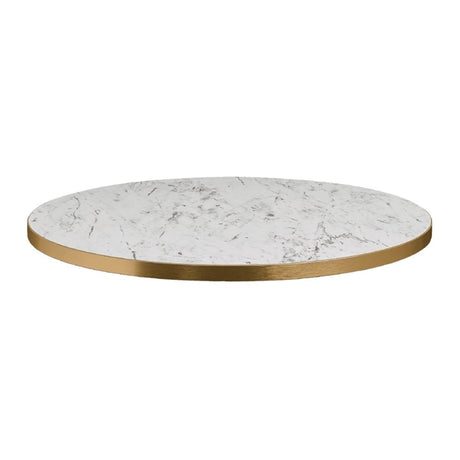 Omega Round Laminate Table Top White Carrara Marble 600mm - HS760 Stone Effect Table Tops Everyday   