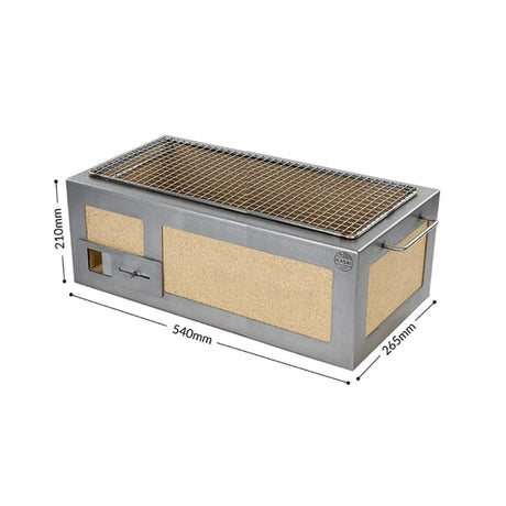 Kasai Medium Long Konro Hibachi Grill with Stainless Steel Frame For 4 - 8 People - HW415 Konro Hibachi Grills Kasai   