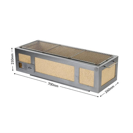 Kasai Medium Wide Konro Hibachi Grill with Stainless Steel Frame For 8 - 12 People - HW416 Konro Hibachi Grills Kasai   