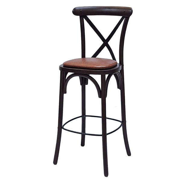 Bristol Bar Chair in Dark Walnut with Bison Tan Seat - HX873 All Stools Everyday   