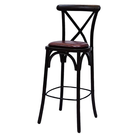 Bristol Bar Chair in Dark Walnut with Bison Bordeaux Seat - HX874 All Stools Everyday   