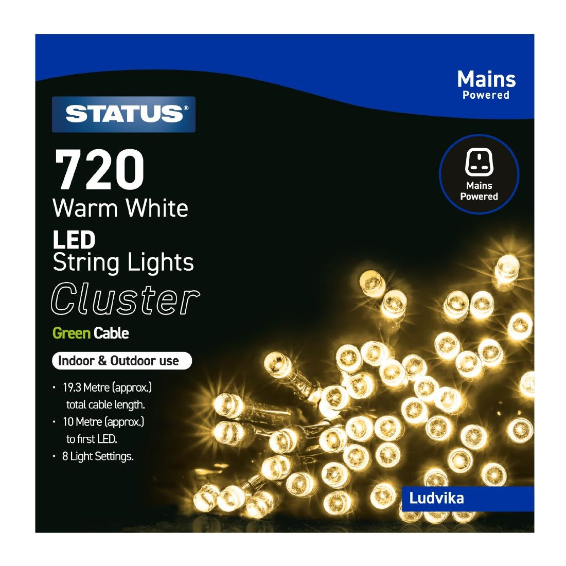 Status Ludvika 720 Warm White LED Indoor/Outdoor String Lights - HY744  Status   