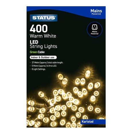 Status Karlstad 400 Warm White LED Indoor/Outdoor String Lights - HY745  Status   