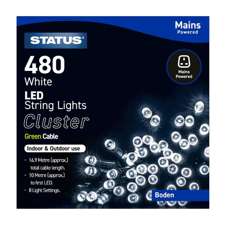 Status Boden 480 Cool White LED Indoor/Outdoor String Lights - HY746  Status   