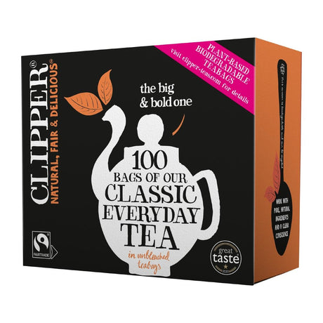 Clipper Fairtrade Classic Everyday Black Teabags - Envelope, String & Tag (Pack of 100) - KA500  Clipper   