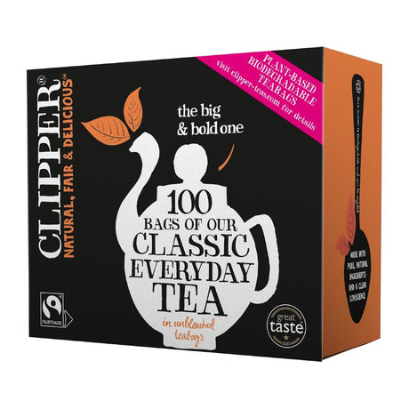 Clipper Fairtrade Classic Everyday Black Teabags - Envelope, String & Tag (Pack of 250) - KA502  Clipper   