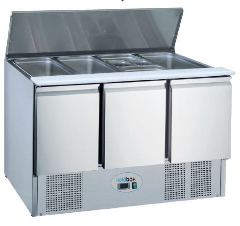 Koldbox 368 Ltr 3 Door Refrigerated Saladette Counter - KXCC3-PREP - Items Saladette Counters Koldbox