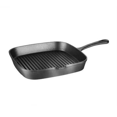 Vogue Square Cast Iron Ribbed Skillet Pan 24cm - M653 Cast Iron Cookware Vogue