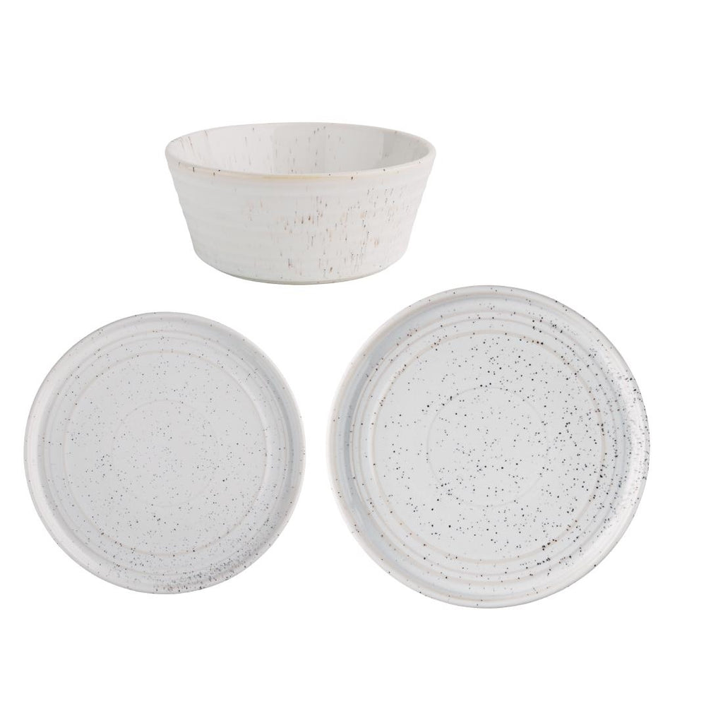 Olympia Cavolo Serve Like A Pro 18-Piece White Speckle Dinner Set - SA621 Plates Olympia