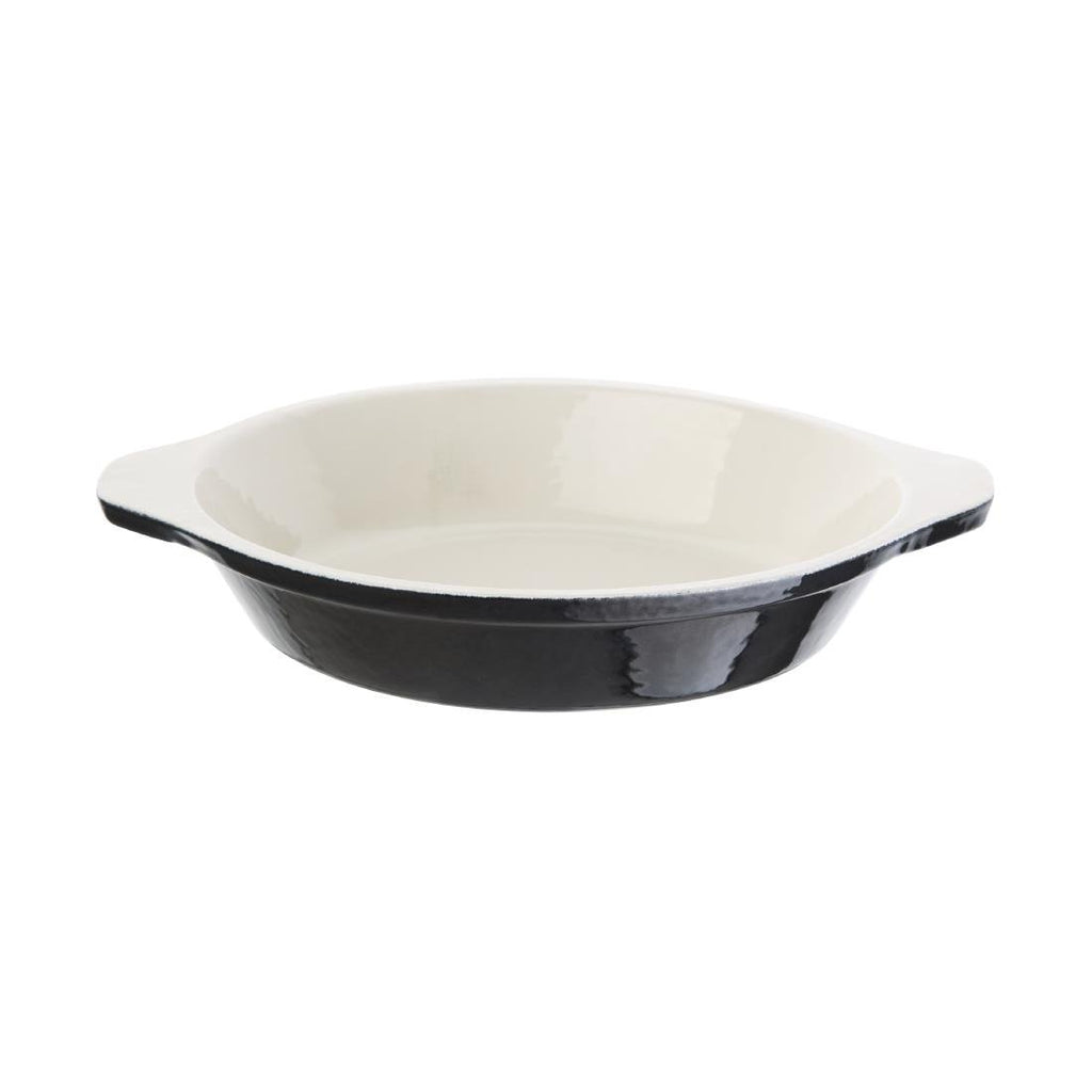 Vogue Black Cast Iron Round Gratin Dish 400ml - U561 Cast Iron Cookware Vogue