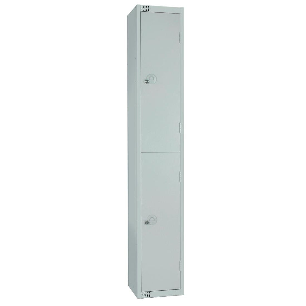 Elite Double Door Padlock Locker with Sloping Top Grey - W930-PS Steel Lockers 300mm Deep Elite Lockers   