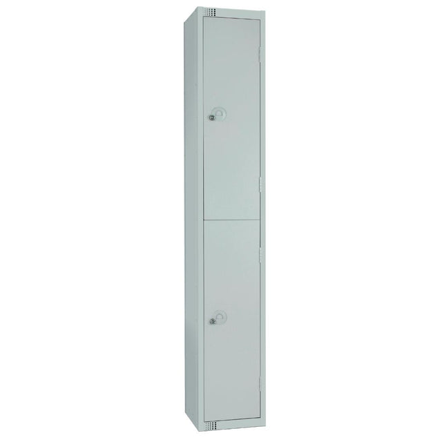 Elite Double Door Padlock Locker with Sloping Top Grey - W930-PS Steel Lockers 300mm Deep Elite Lockers   