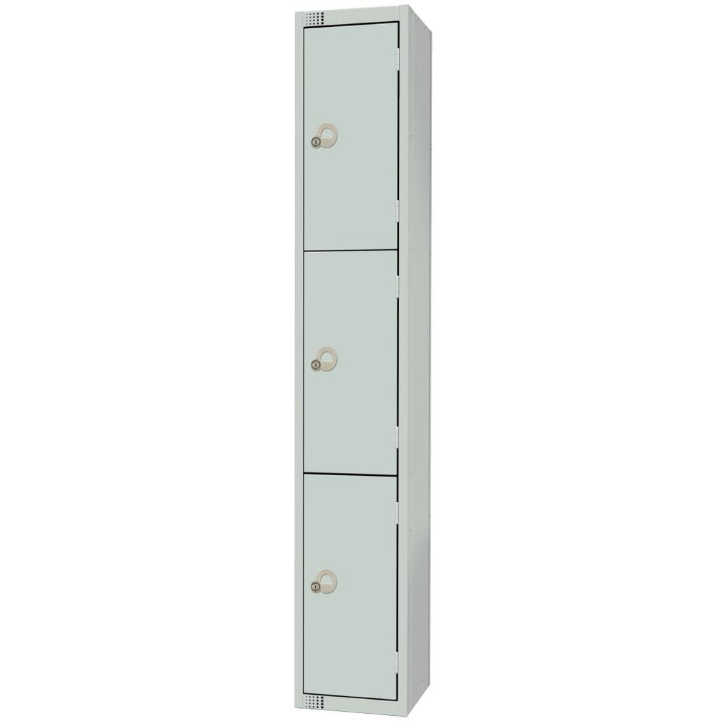 Elite Three Door Padlock Locker Grey - W931-P Steel Lockers 300mm Deep Elite Lockers   