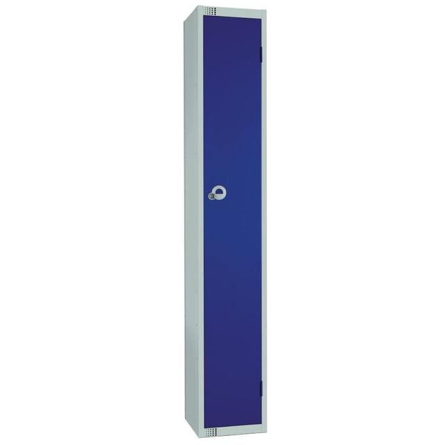 Elite Single Door Padlock Locker with Sloping Top Blue - W944-PS Steel Lockers 300mm Deep Elite Lockers   