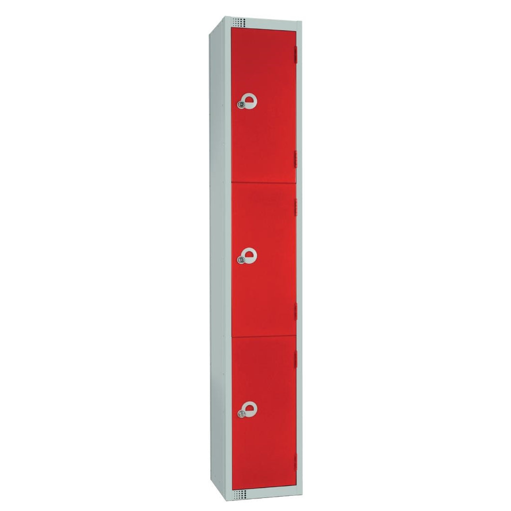 Elite Three Door Camlock Locker Red - W951-C Steel Lockers 300mm Deep Elite Lockers   