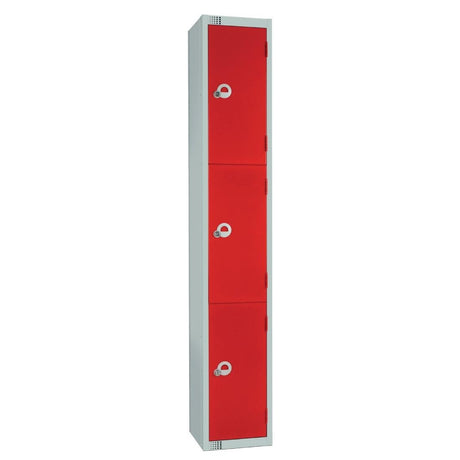 Elite Three Door Padlock Locker Red - W951-P Steel Lockers 300mm Deep Elite Lockers   