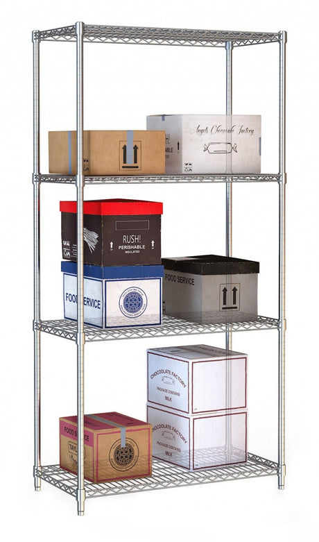 Combisteel 4 Tier Chrome Wire Shelving Rack Kit 1200mm Wide - 7530.0010 Chrome Wire Shelving and Racking Combisteel   