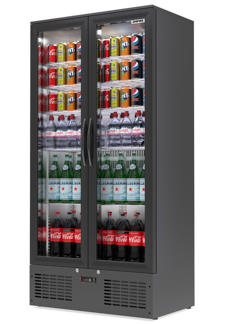 Empire Upright Double Door Back Bar Bottle Cooler Fridge 466 Litre - CL-510H Upright Double Door Bottle Coolers Empire   