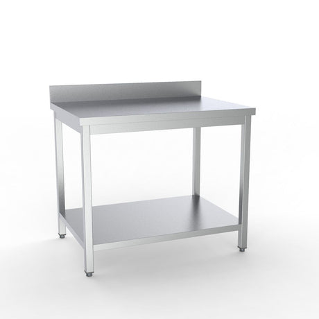 Combisteel Full 430 Stainless Steel 600 Line Worktable With Shelf & Upstand  1000mm Wide - 7333.0092 Stainless Steel Wall Tables Combisteel   