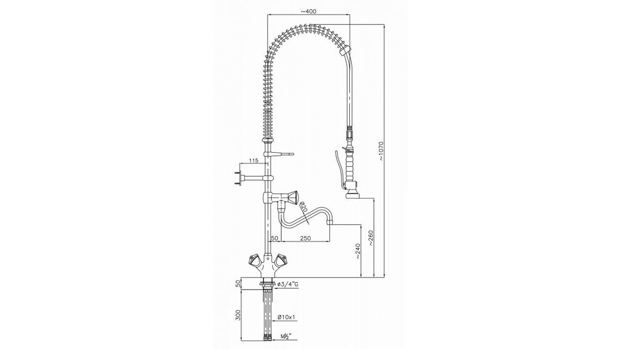 Combisteel Pre Rinse Spray With Elbow Tap - 7212.0035 Pre-Rinse Jets & Sprays Combisteel   