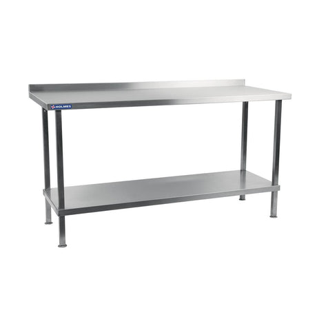 Holmes Stainless Steel Wall Table with Upstand 2100mm - DR025 Stainless Steel Wall Tables Holmes   