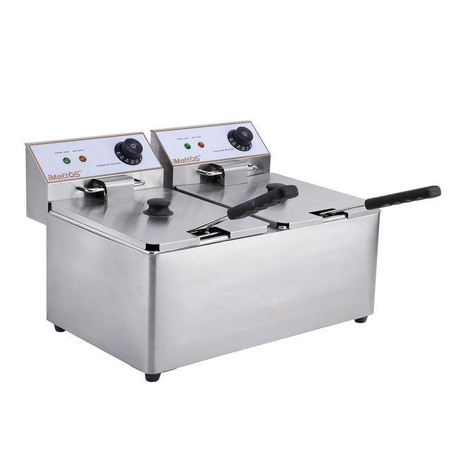 Hamoki Electric Deep Fat Fryer 2 x 8 Ltr Twin Tank - 161003 Countertop Electric Fryers Hamoki   