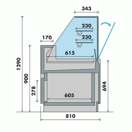 Interlevin Serve Over Counter White, Flat Glass - BELLINI ID 2050FV SR Standard Serve Over Counters Tefcold   