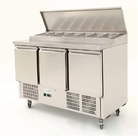 Kingfisher PS300 3 Door Refrigerated Prep Counter Pizza Prep Counters - 3 Door Kingfisher   