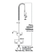 Mechline AJPR20 Aquajet 20 Deck Mounted Pre-Rinse Spray Arm With Add-on Faucet - AJPR20-ST-BF1-S Pre-Rinse Jets & Sprays Mechline   