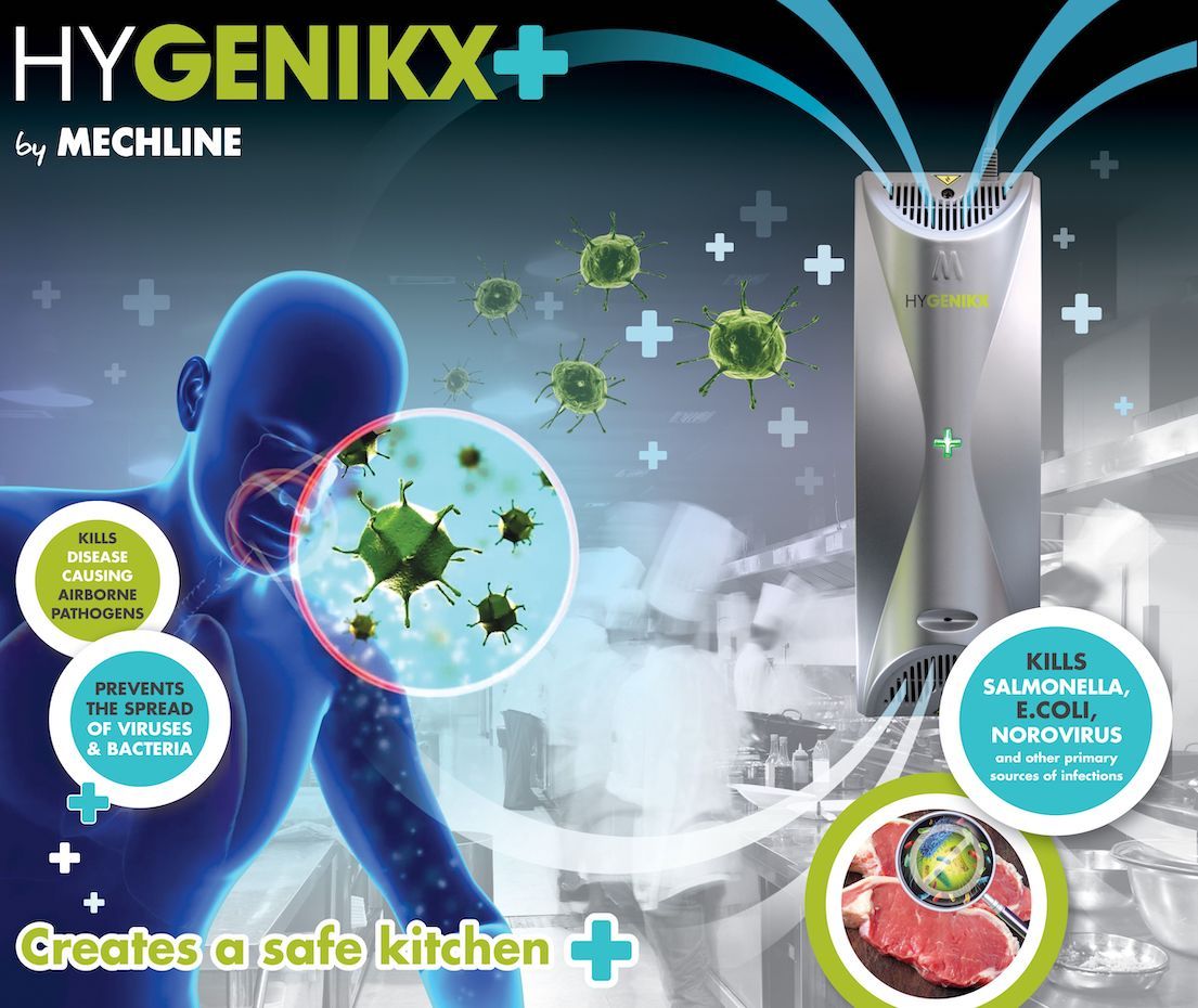 Mechline HyGenikx Air & Surface Bacteria & Virus Killer 30m2 Range Food Areas - HGX-W-30-F Bacteria & Virus Air Sterilisers Mechline   