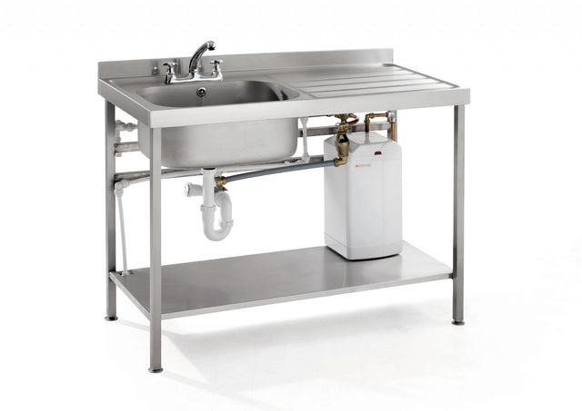 Parry Quick Fit Sink 1200 x 600 Right Hand Drainer With Integral 10Ltr Water Boiler - QFSINK1260R10L Medical & Hygiene Parry   