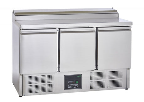 Sterling Pro Cobus 3 Door Prep Counter Fridge 8 x GN1/6 - SPU300PZ Pizza Prep Counters - 3 Door Sterling Pro   