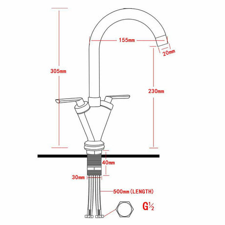 Empire Twin Lever Mixer Tap Monobloc - MIX-2 Mixer Taps Empire   