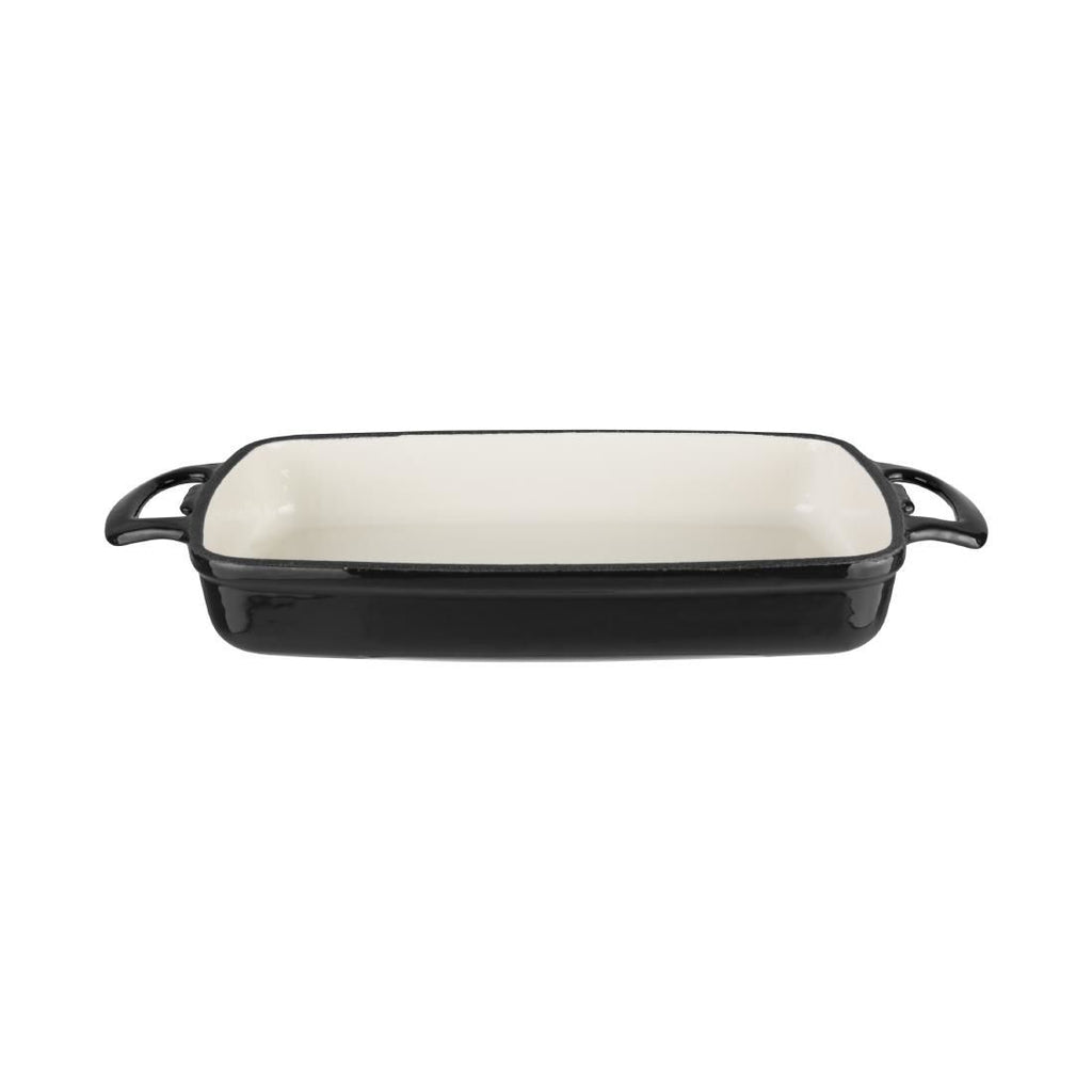 Vogue Black Rectangular Cast Iron Dish 1.8Ltr - GH323 Oven to Table Vogue   